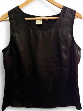 Como Vintage Black Satin Sleeveless Camisole